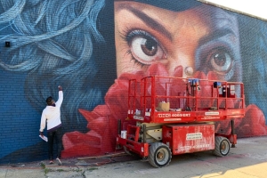 Street artist at work